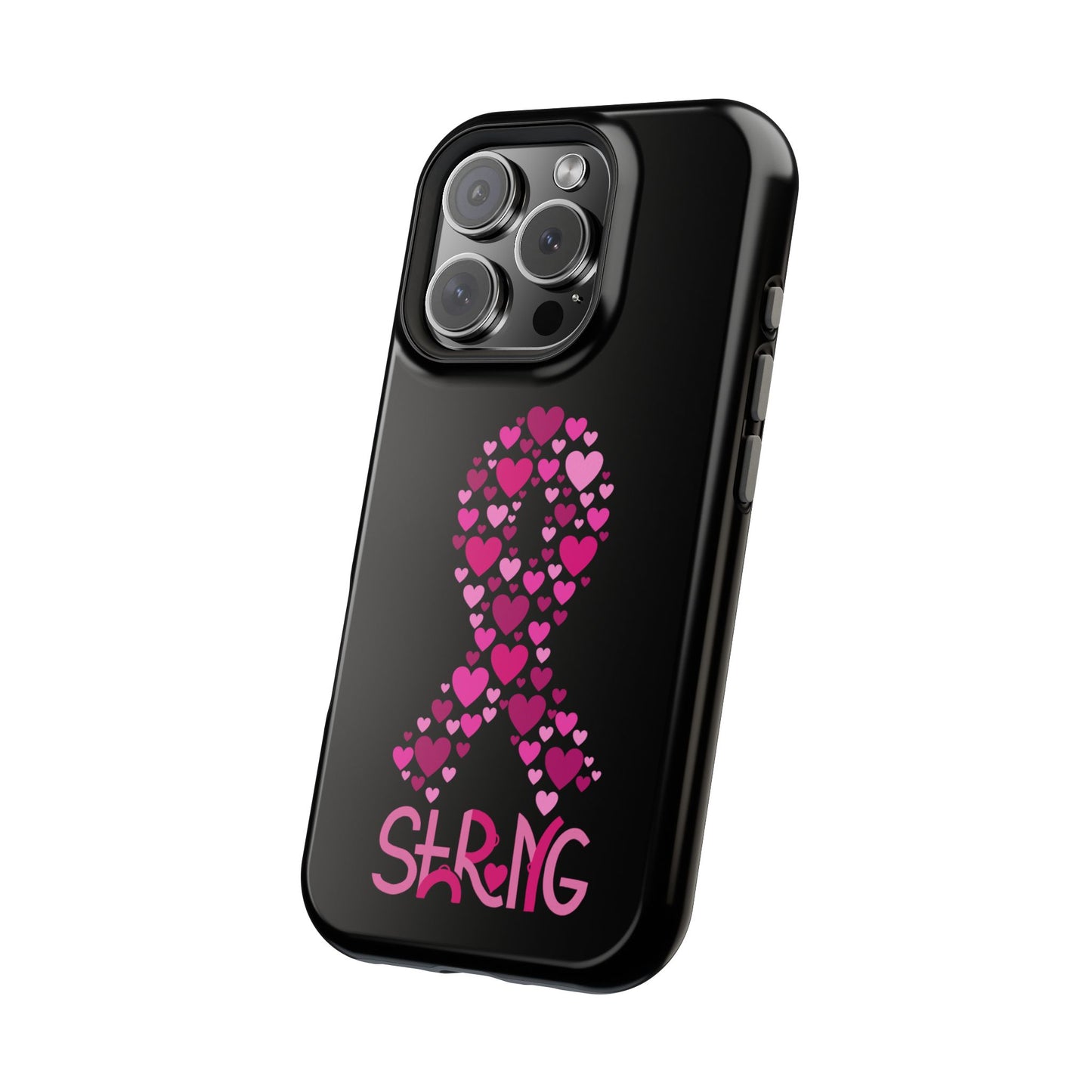 Pink Ribbon Magnetic Phone Case - Strong Heart Design, Cancer Awareness, Gift for Supporters for IPhone