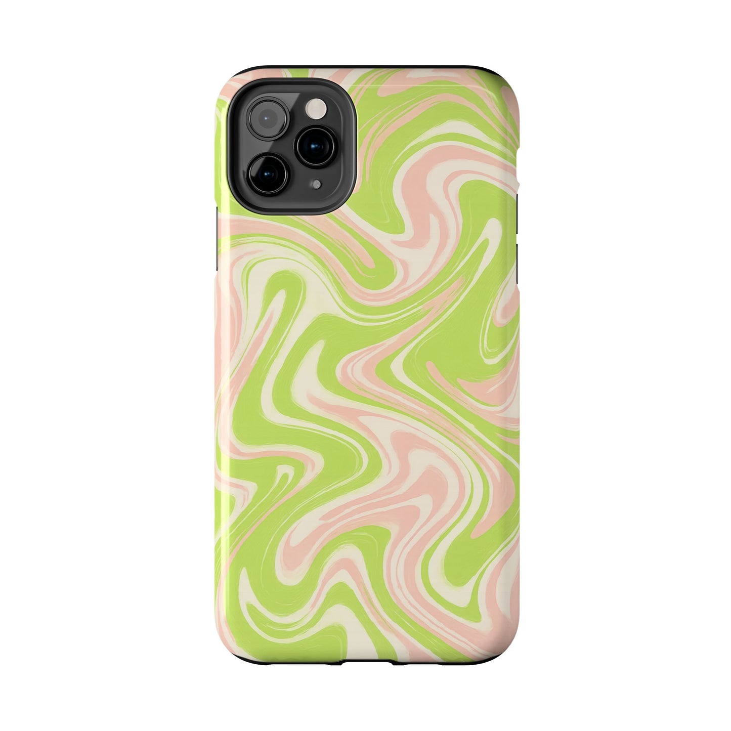 Pink & Green Stylish Tough Phone Case, Durable Protection, Gift for Friends, Colorful Marble Design
