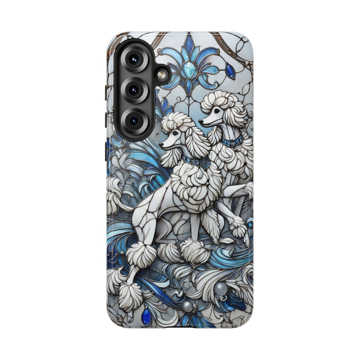 Phone Case - Elegant Blue and White Poodle Art for Samsung Phone