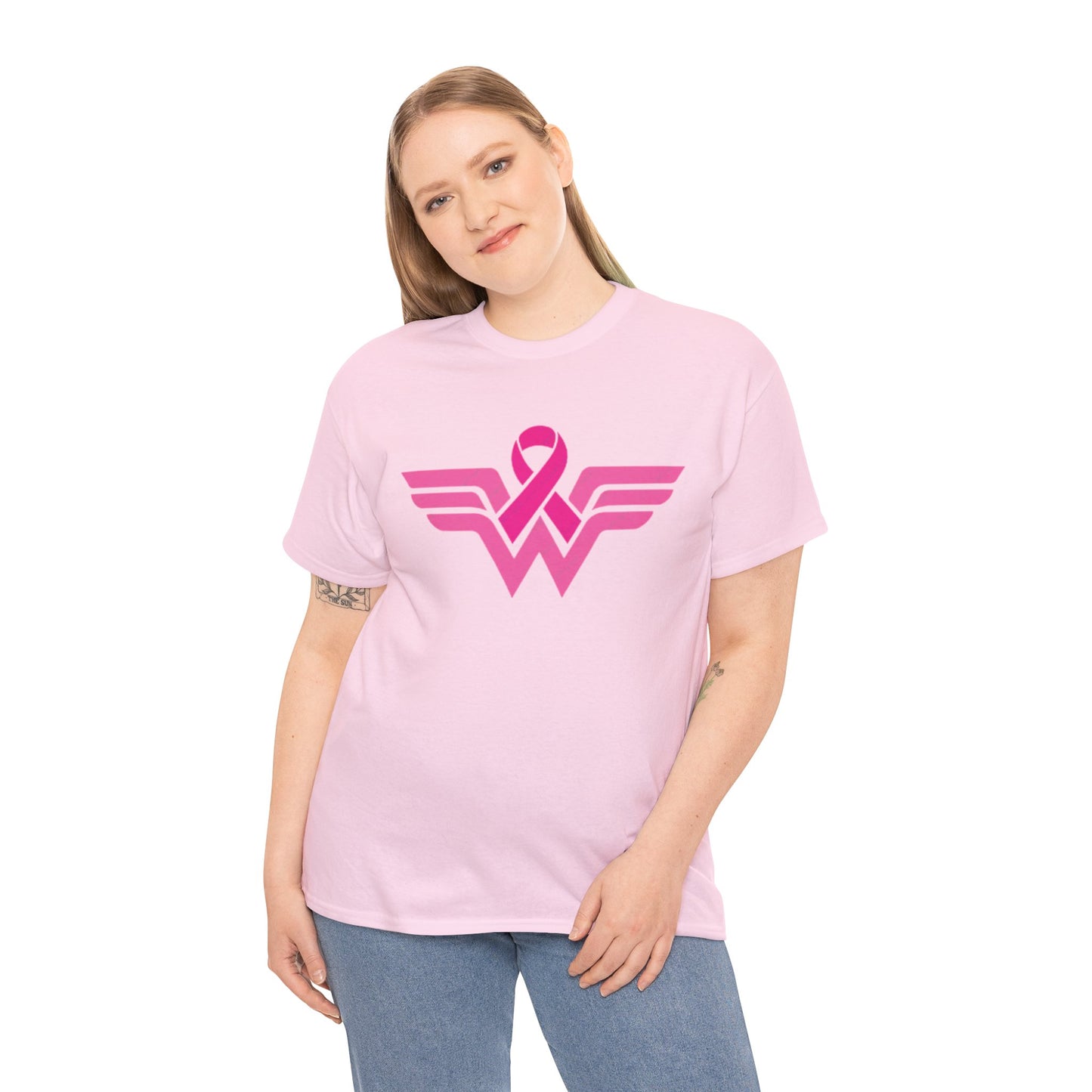 Pink Ribbon Wonder Woman Breast Cancer Awareness Unisex Cotton Tee