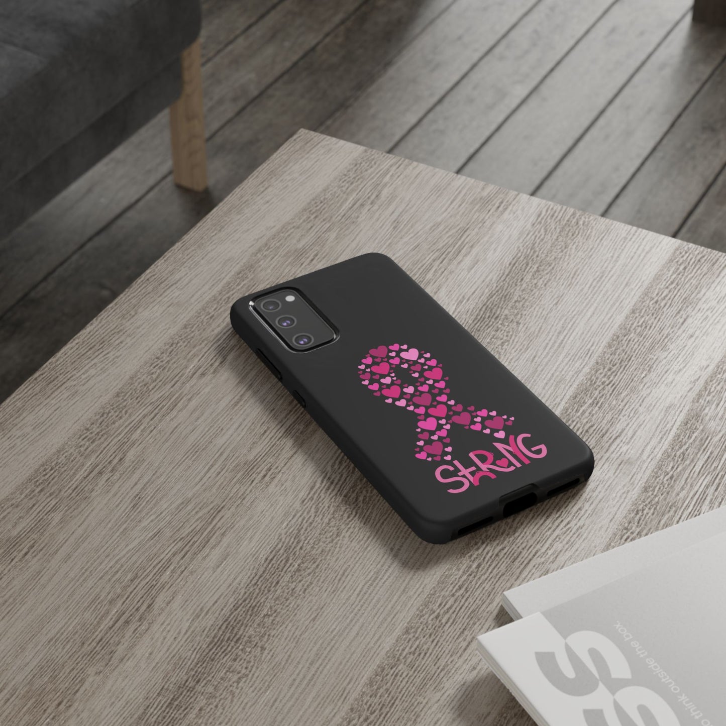 Pink Ribbon Phone Case - Strong Heart Design, Cancer Awareness, Gift for Supporters for Samsung
