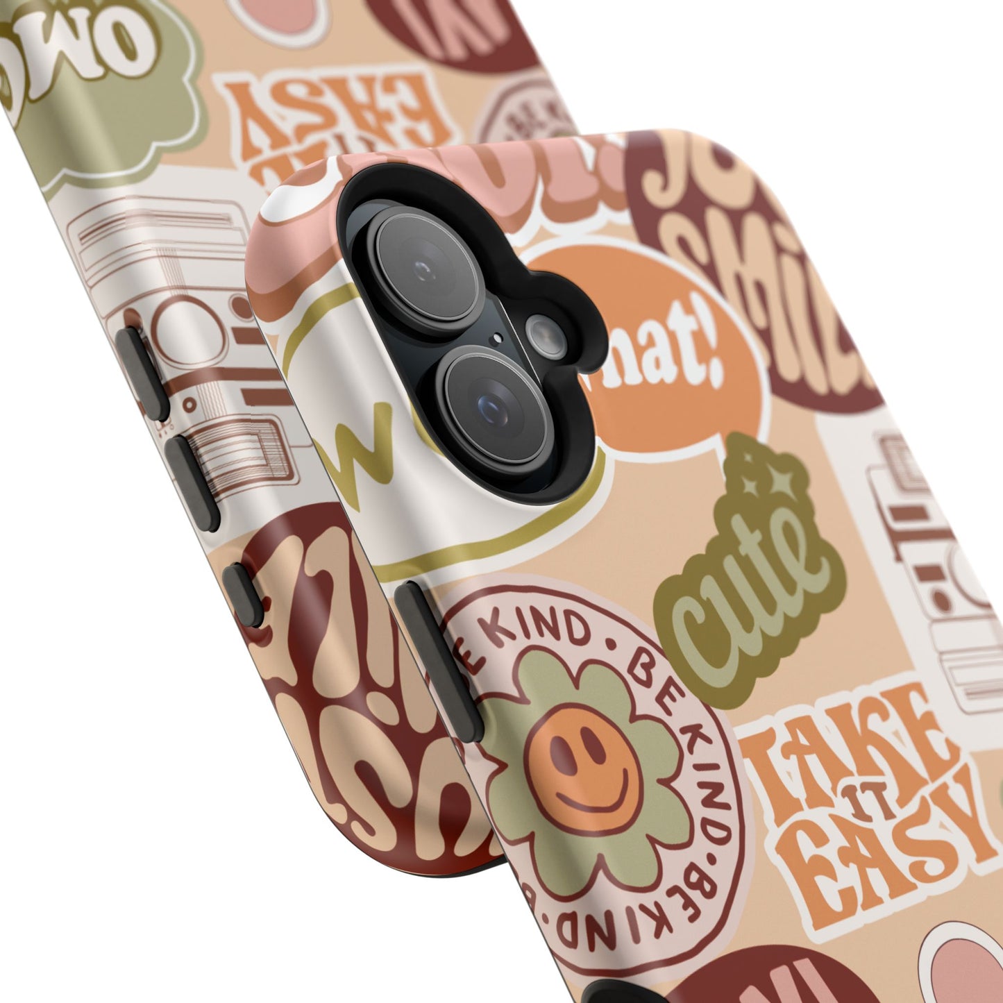 Cute Retro, Positive Affirmation Sticker Phone Case, Funky Phone Cover, Vibrant Design, Ideal Gift for Teens