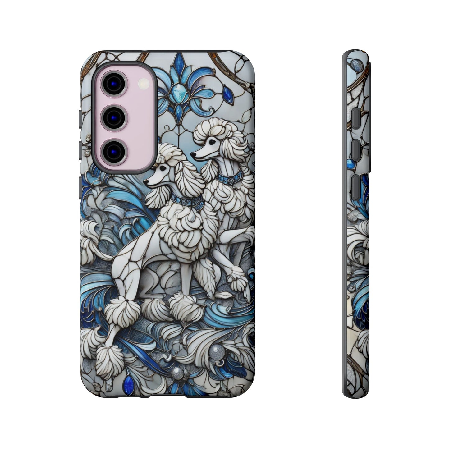 Phone Case - Elegant Blue and White Poodle Art for Samsung Phone