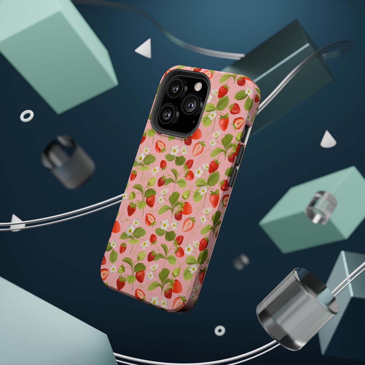 Strawberry Pattern Magnetic Phone Case, Fruit Lover’s Accessory, Cute Gift, Summer Vibe, Phone Protection