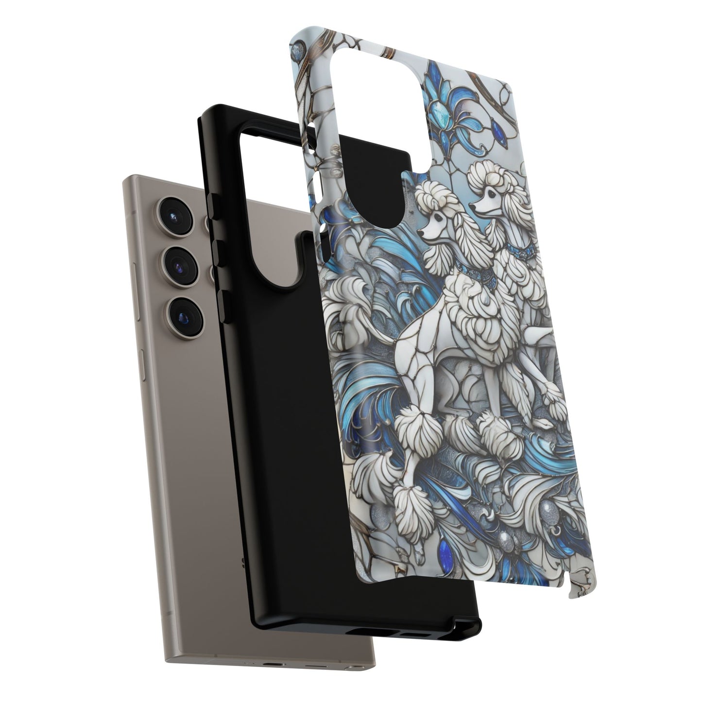 Phone Case - Elegant Blue and White Poodle Art for Samsung Phone