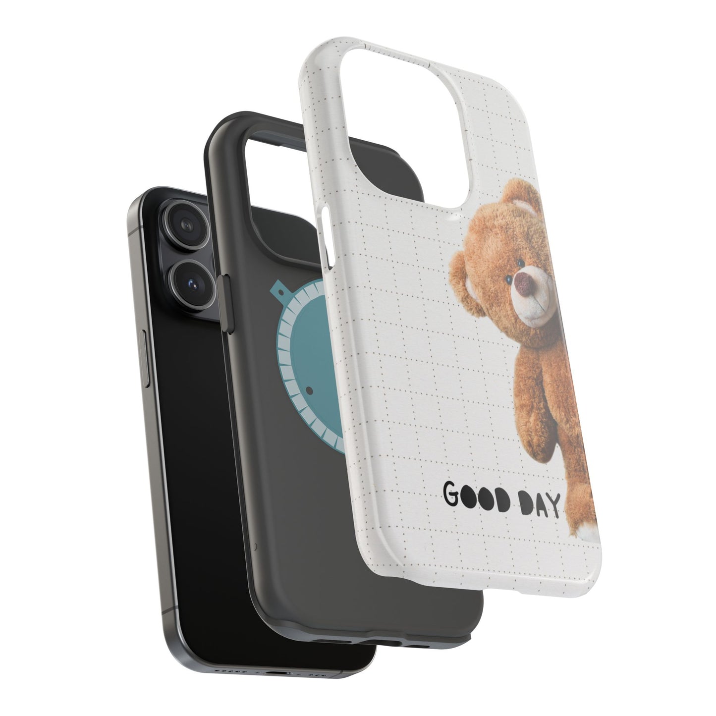 Good Day Teddy Bear MAGNETIC Phone Cases, Cute, Gift for Friends, Teddy Bear Lover's Case
