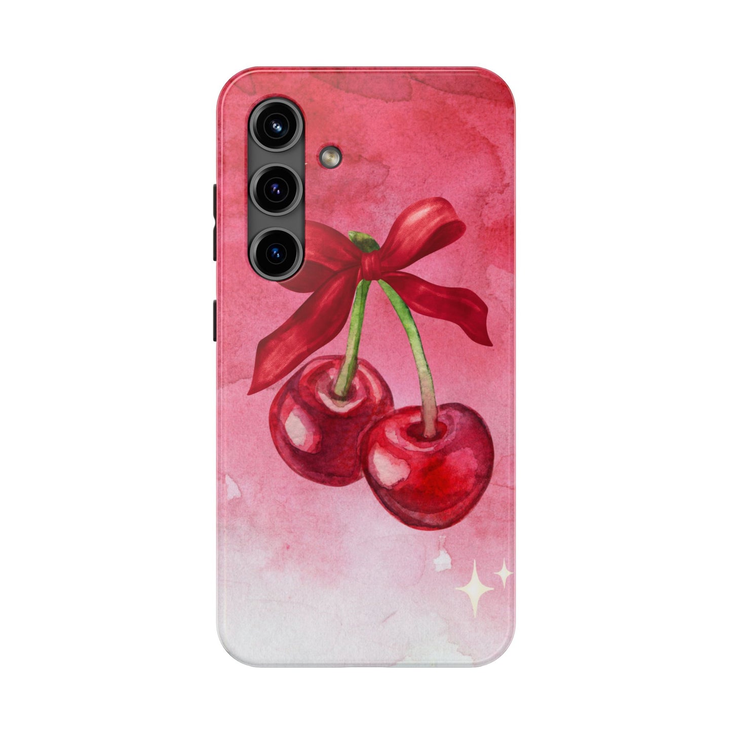Red Watercolor Cherry and Bow Phone Case