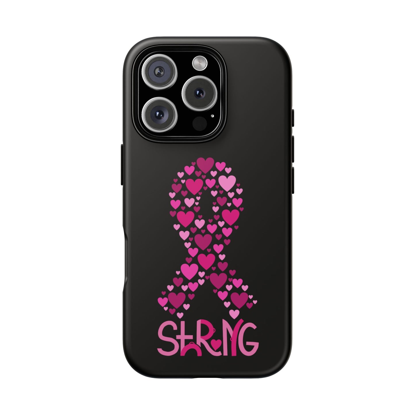 Pink Ribbon Phone Case - Strong Heart Design, Cancer Awareness, Gift for Supporters for IPhone