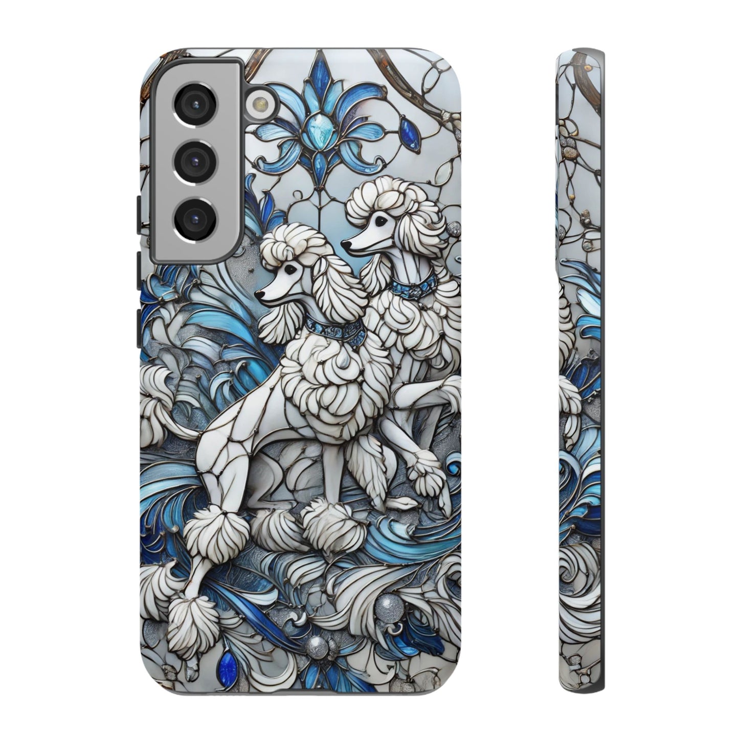 Phone Case - Elegant Blue and White Poodle Art for Samsung Phone