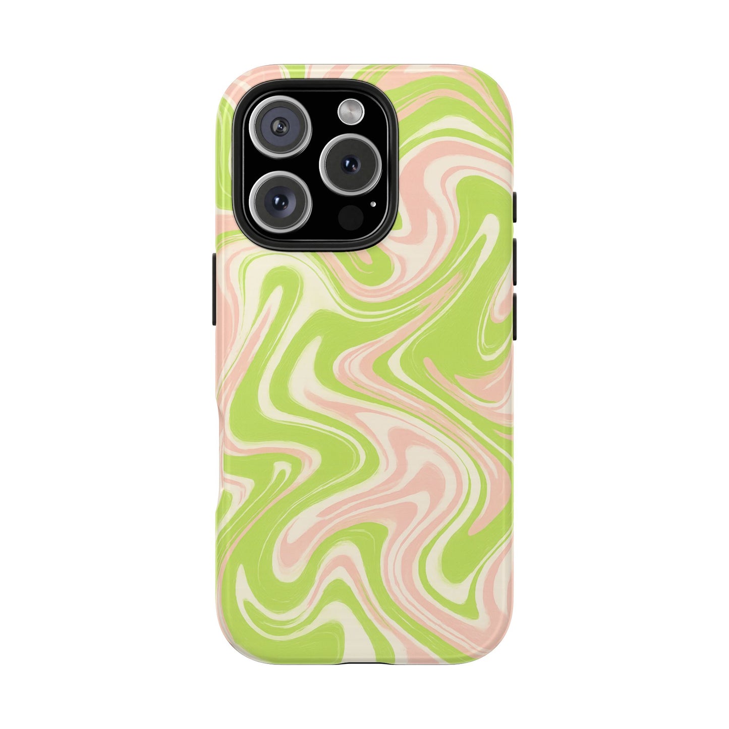 Pink & Green Stylish Tough Phone Case, Durable Protection, Gift for Friends, Colorful Marble Design