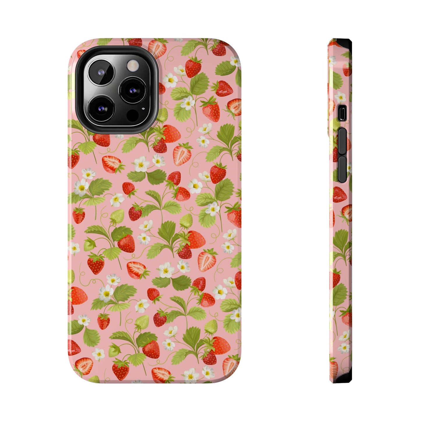 Strawberry Floral Tough Phone Case, Cute Phone Cover, Nature Lovers Gift, Summer Vibe, Durable Phone Protector, Trendy Tech Accessory