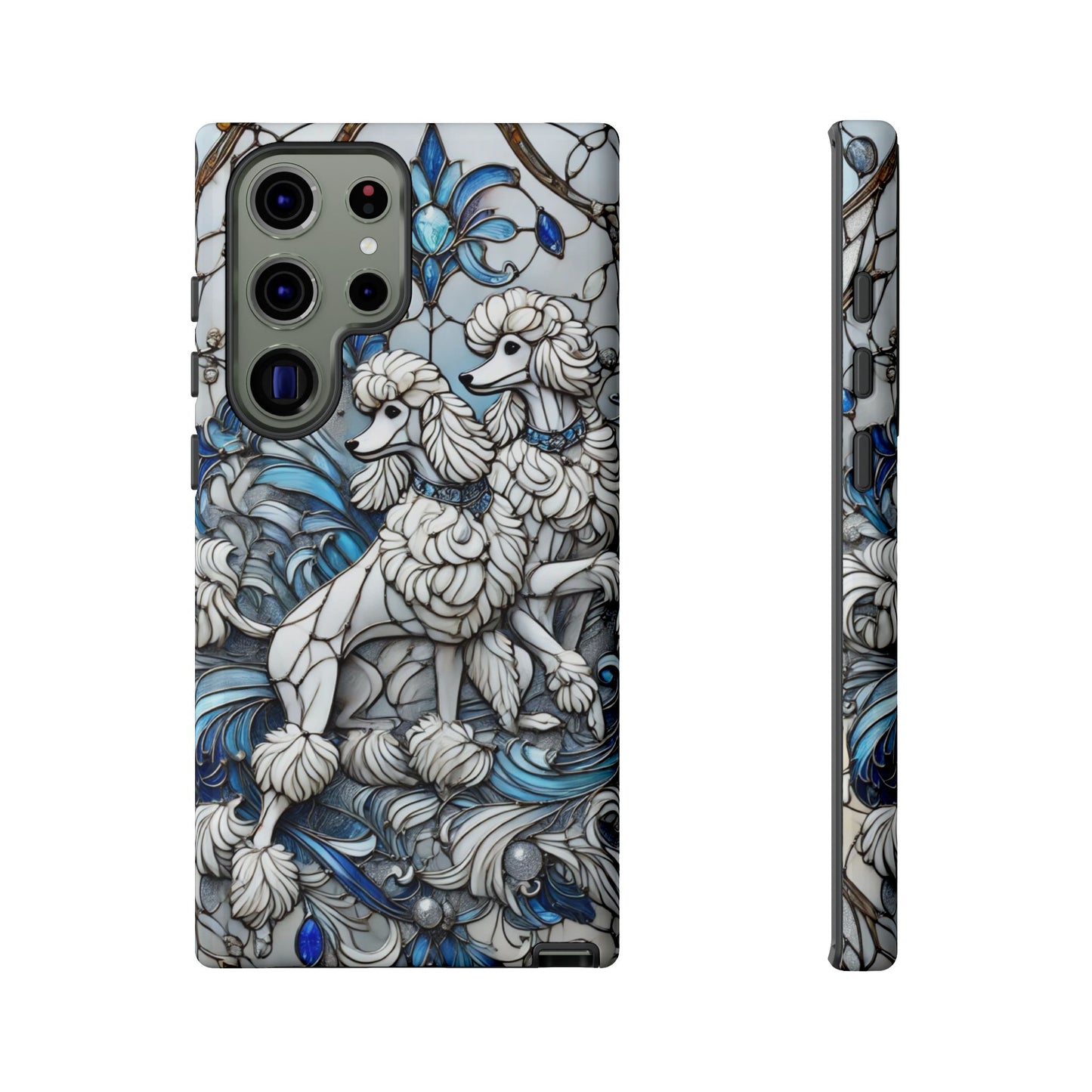 Phone Case - Elegant Blue and White Poodle Art for Samsung Phone