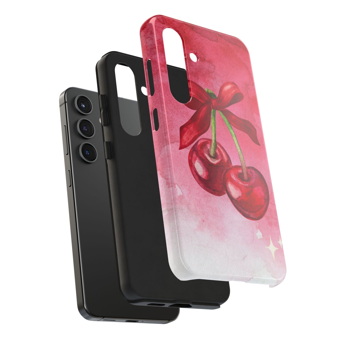 Red Watercolor Cherry and Bow Phone Case