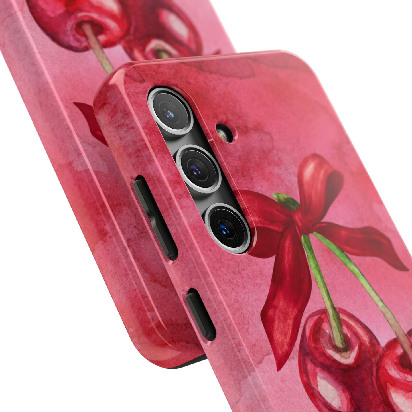 Red Watercolor Cherry and Bow Phone Case