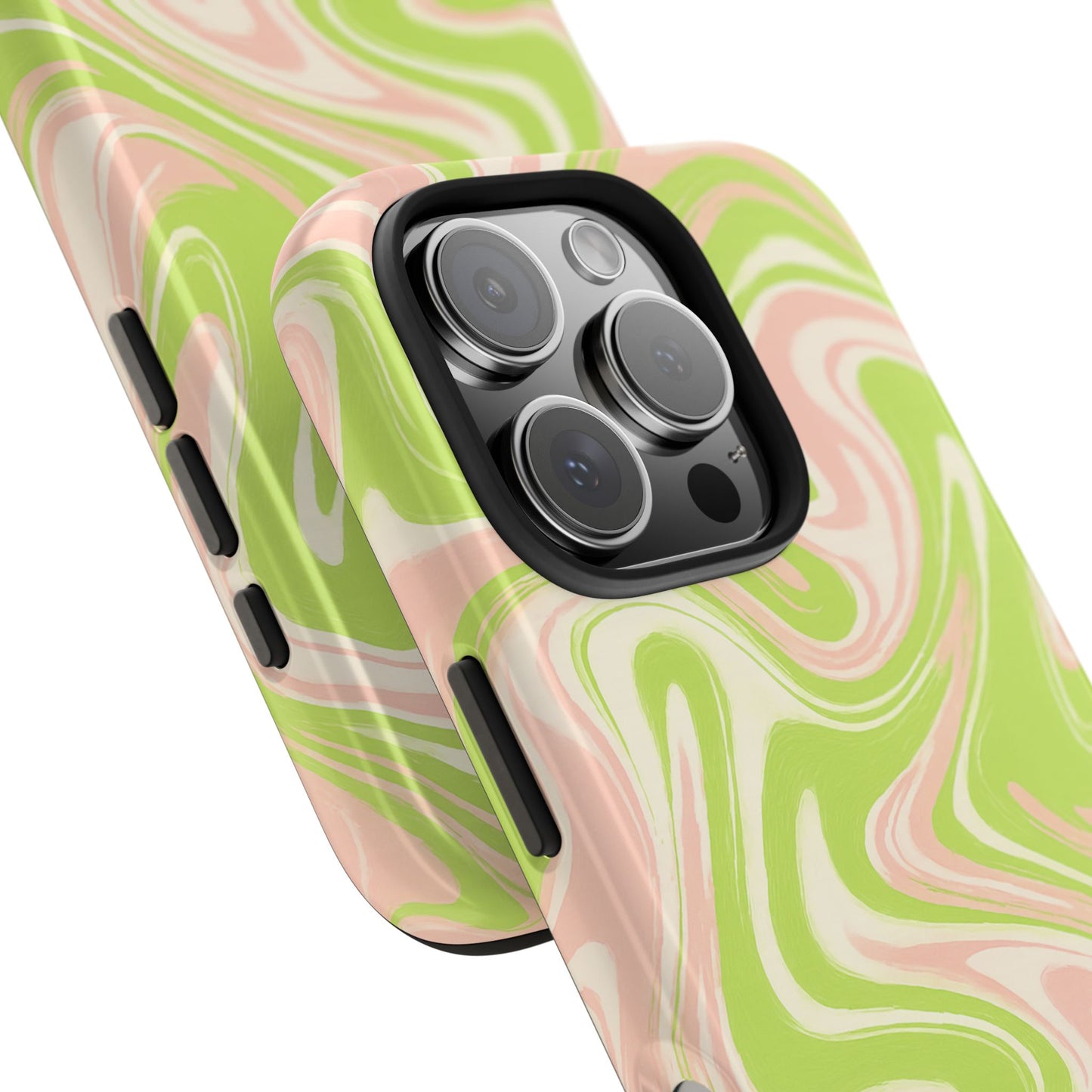 Pink & Green Stylish Tough Phone Case, Durable Protection, Gift for Friends, Colorful Marble Design