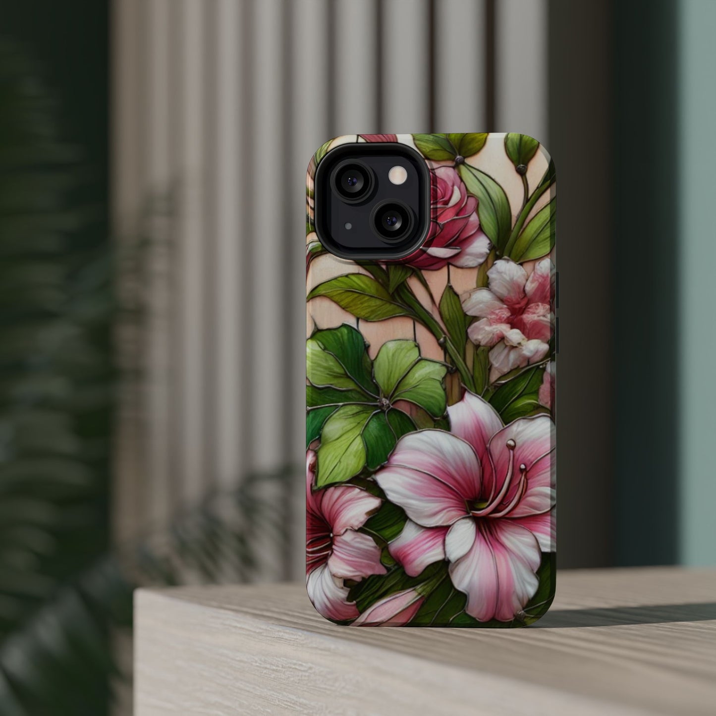 Elegant Pink & Green Floral MAGNETIC Tough Cases - Durable Phone Protection