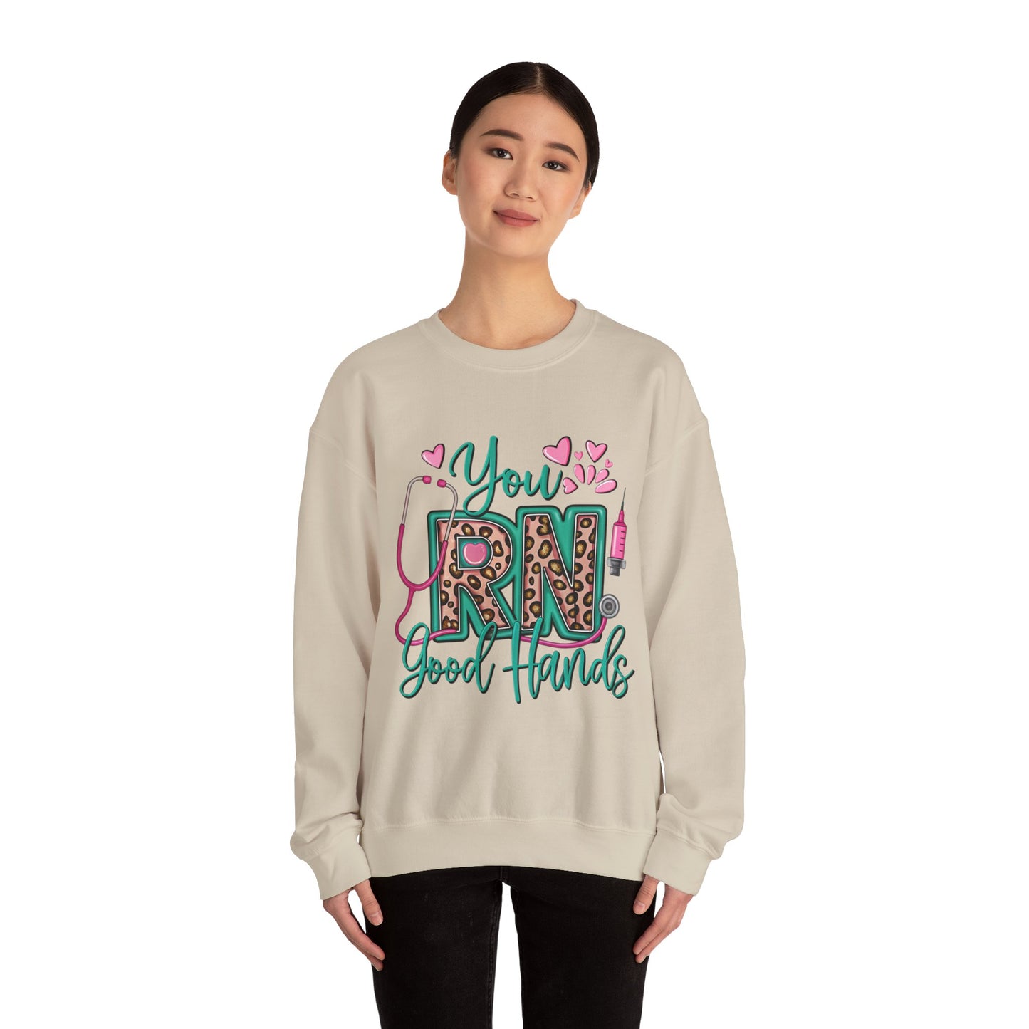 You RN Good Hands Sweatshirt - Cozy Unisex Crewneck for Nurses