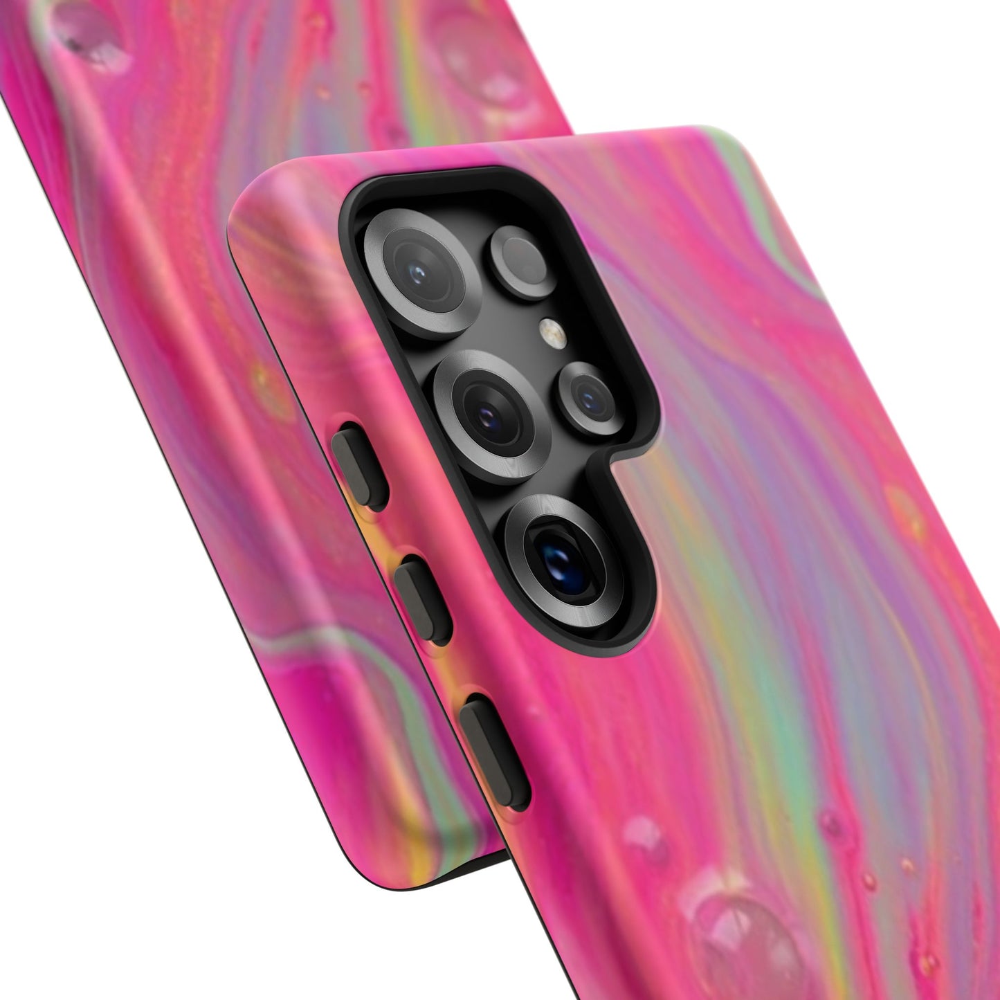 Pink Trendy Futuristic Tough Phone Case with Colorful Abstract Design for Samsung