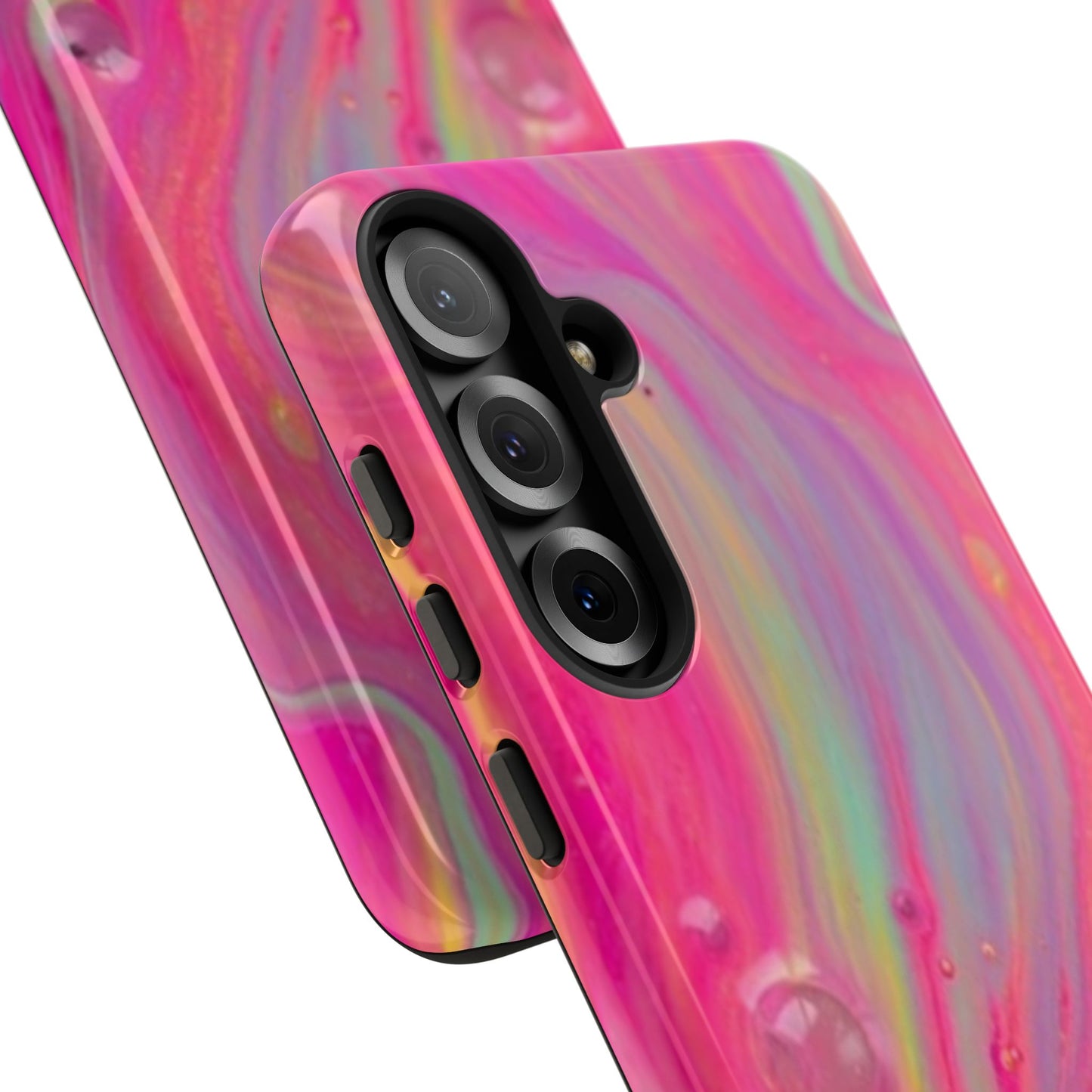 Pink Trendy Futuristic Tough Phone Case with Colorful Abstract Design for Samsung