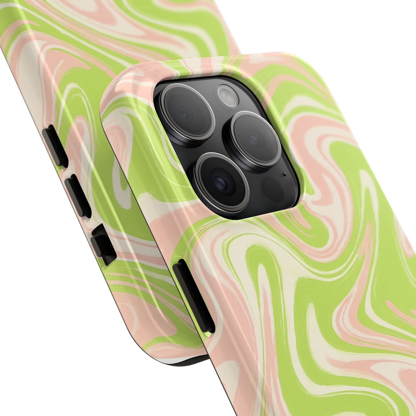 Pink & Green Stylish Tough Phone Case, Durable Protection, Gift for Friends, Colorful Marble Design