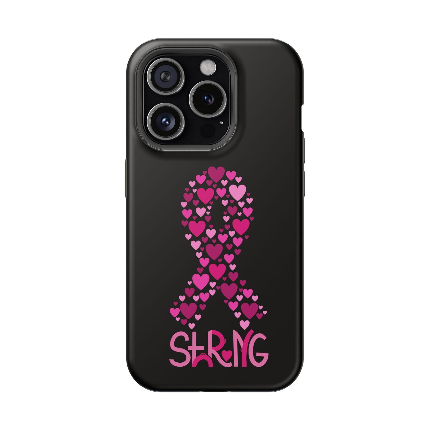 Pink Ribbon Magnetic Phone Case - Strong Heart Design, Cancer Awareness, Gift for Supporters for IPhone