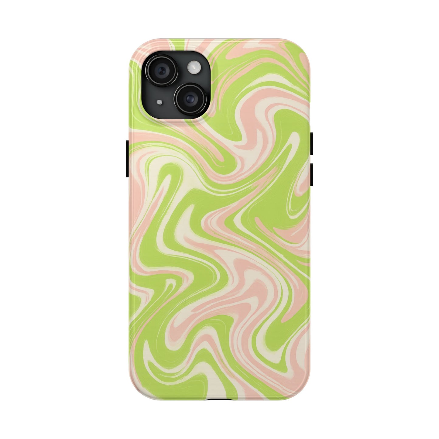 Pink & Green Stylish Tough Phone Case, Durable Protection, Gift for Friends, Colorful Marble Design