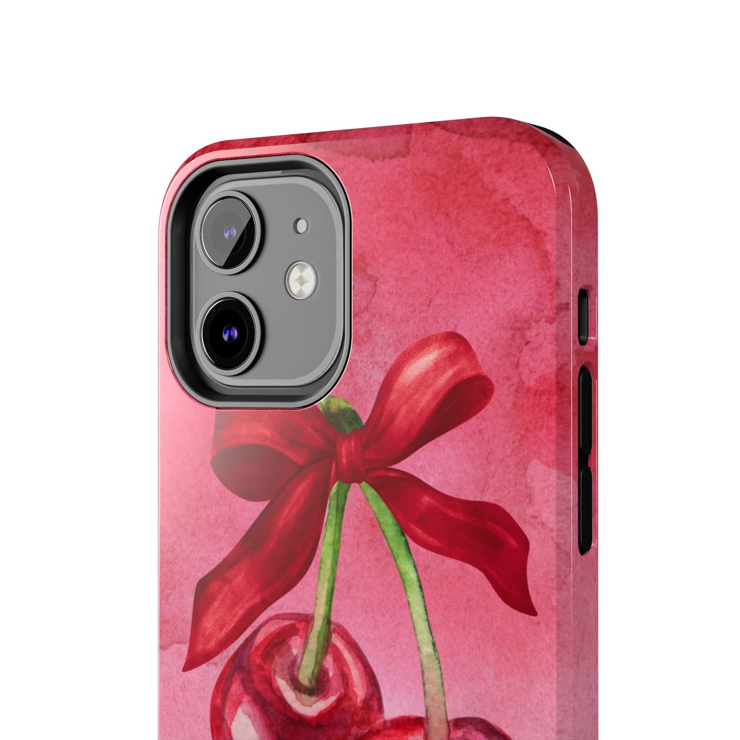 Red Watercolor Cherry and Bow Phone Case