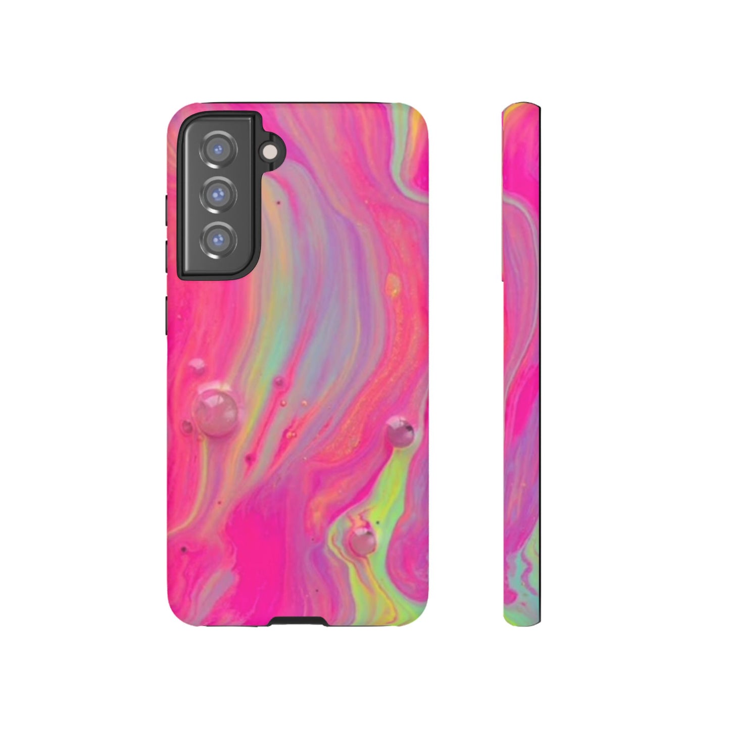 Pink Trendy Futuristic Tough Phone Case with Colorful Abstract Design for Samsung