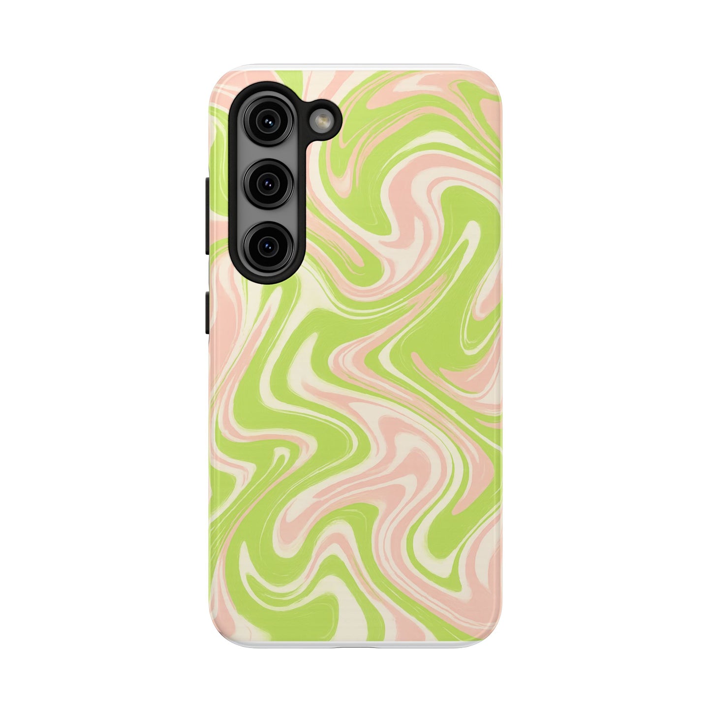 Pink & Green Stylish Tough Phone Case, Durable Protection, Gift for Friends, Colorful Marble Design