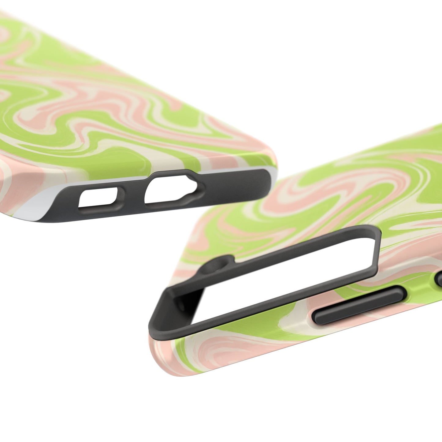 Pink & Green Stylish Tough Phone Case, Durable Protection, Gift for Friends, Colorful Marble Design