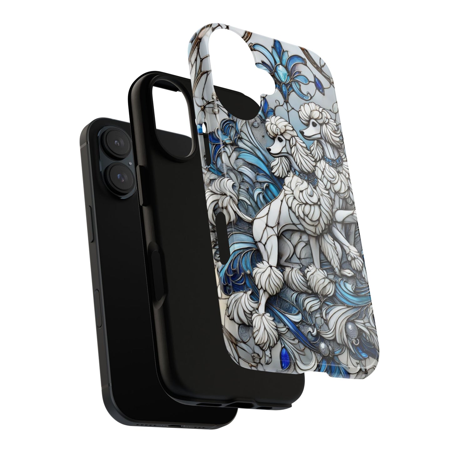 Phone Case - Elegant Blue and White Poodle Art for Samsung Phone