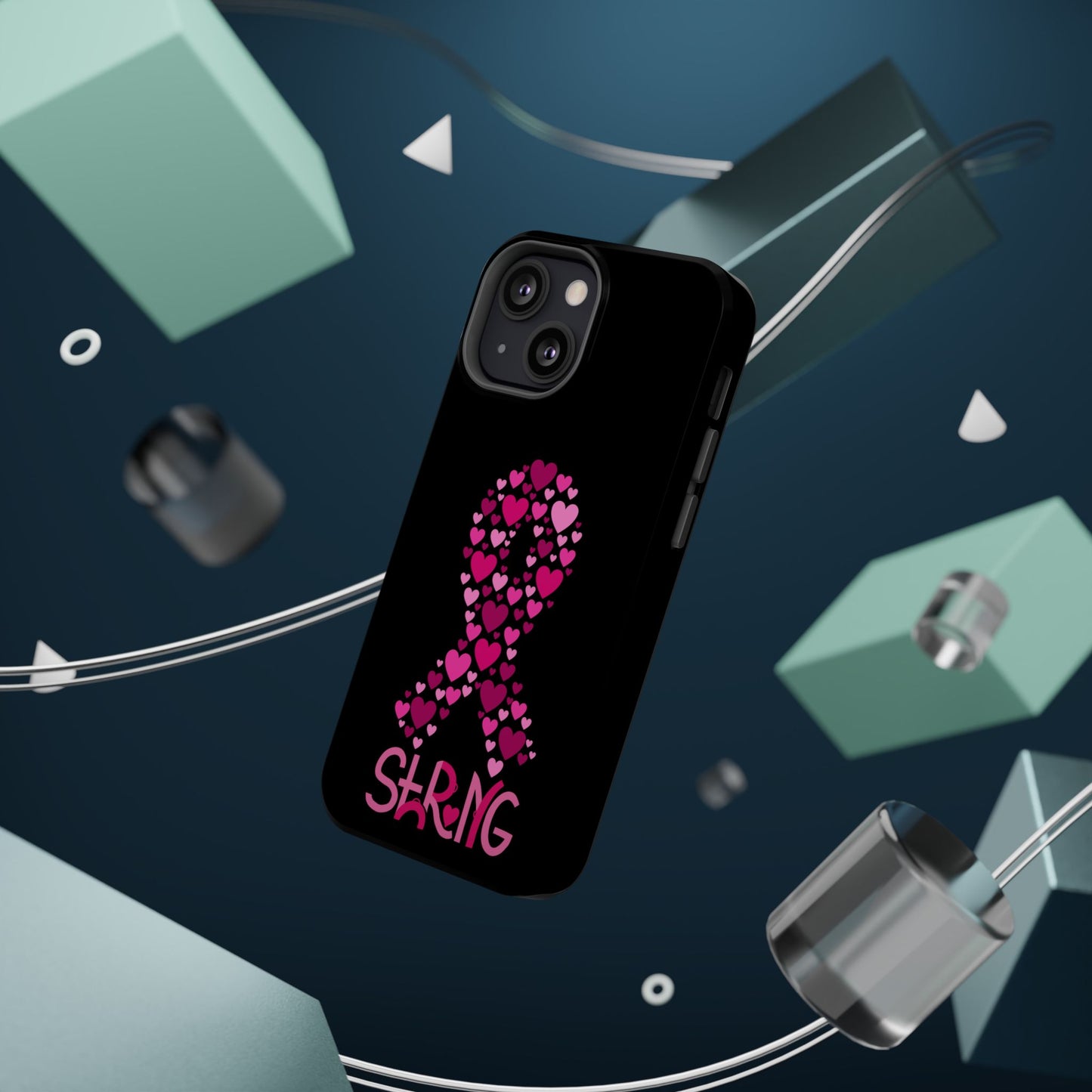 Pink Ribbon Magnetic Phone Case - Strong Heart Design, Cancer Awareness, Gift for Supporters for IPhone