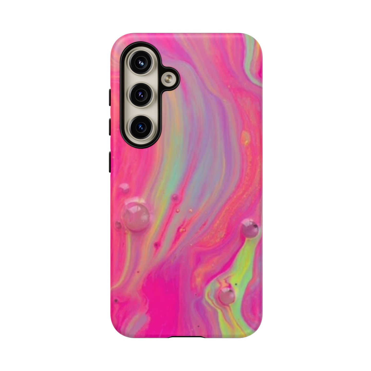 Pink Trendy Futuristic Tough Phone Case with Colorful Abstract Design for Samsung