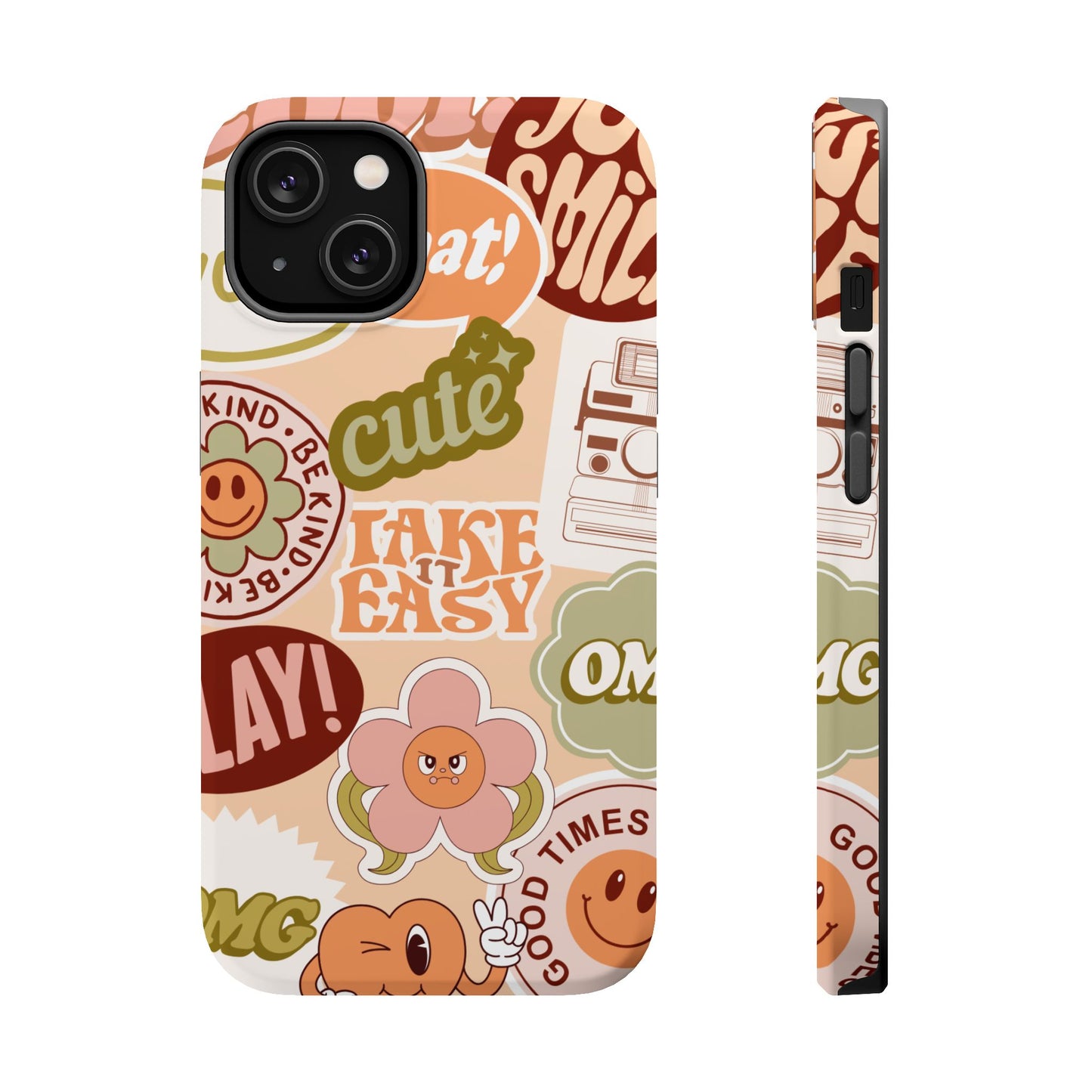 Cute Retro, Positive Affirmation Sticker Phone Case, Funky Phone Cover, Vibrant Design, Ideal Gift for Teens