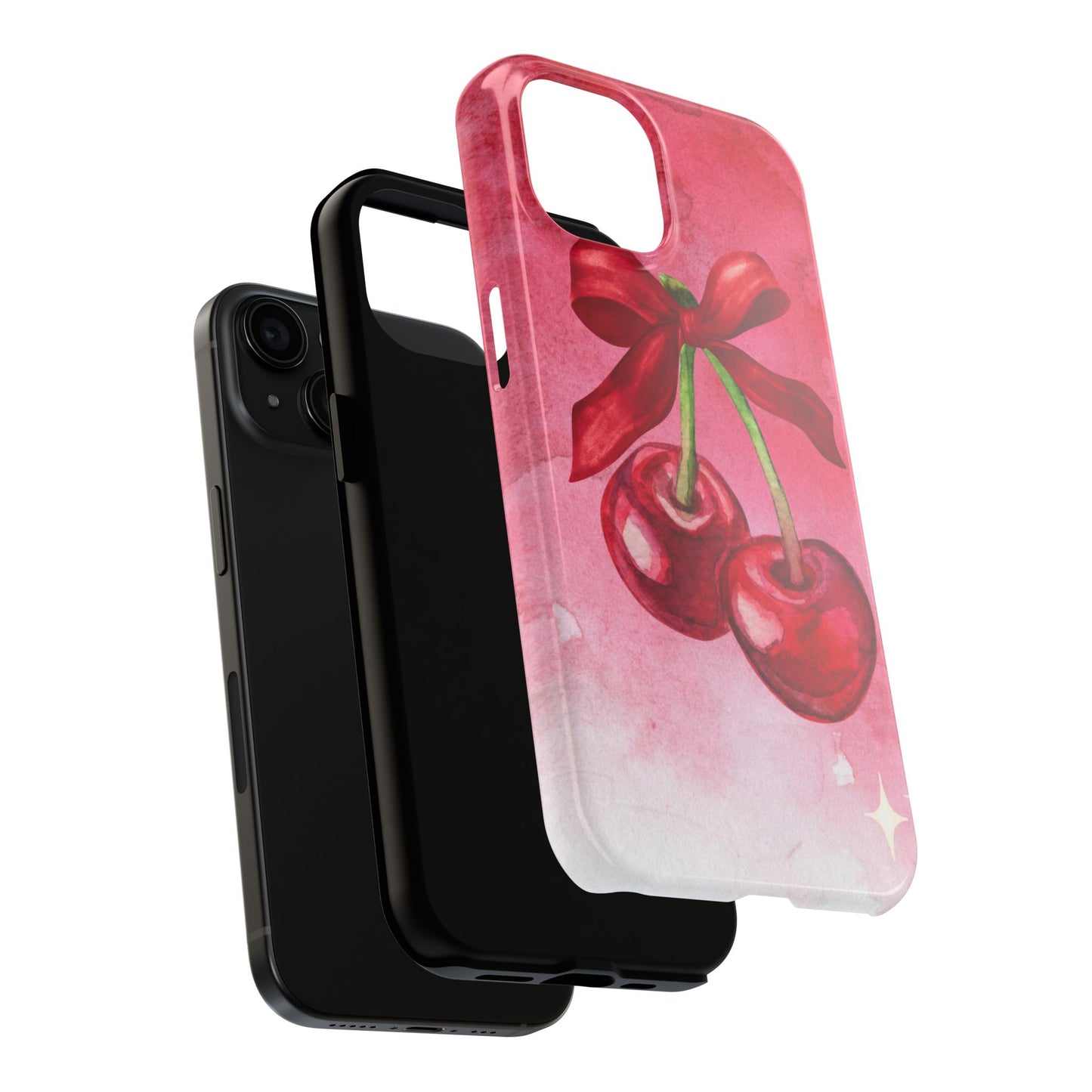 Red Watercolor Cherry and Bow Phone Case