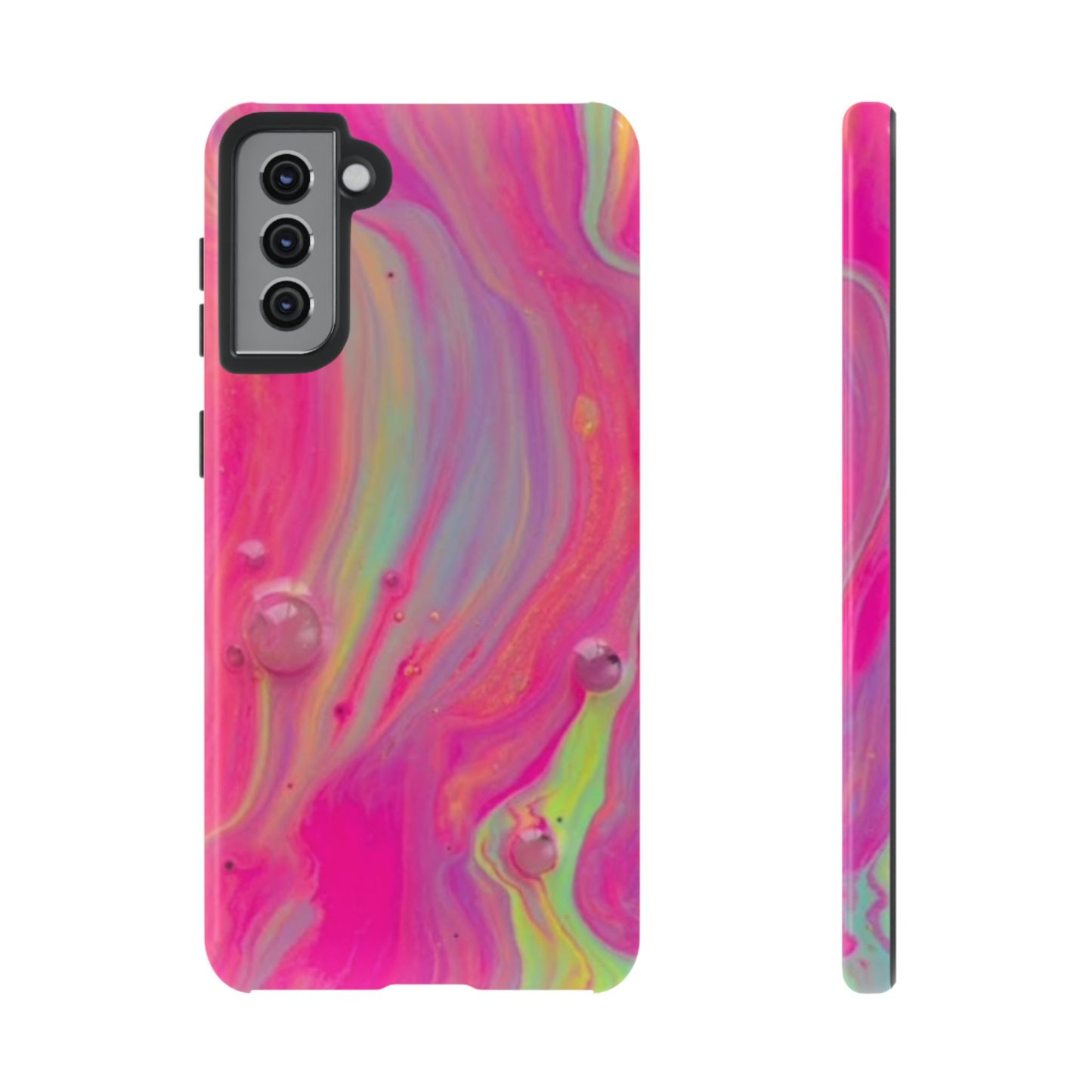 Pink Trendy Futuristic Tough Phone Case with Colorful Abstract Design for Samsung