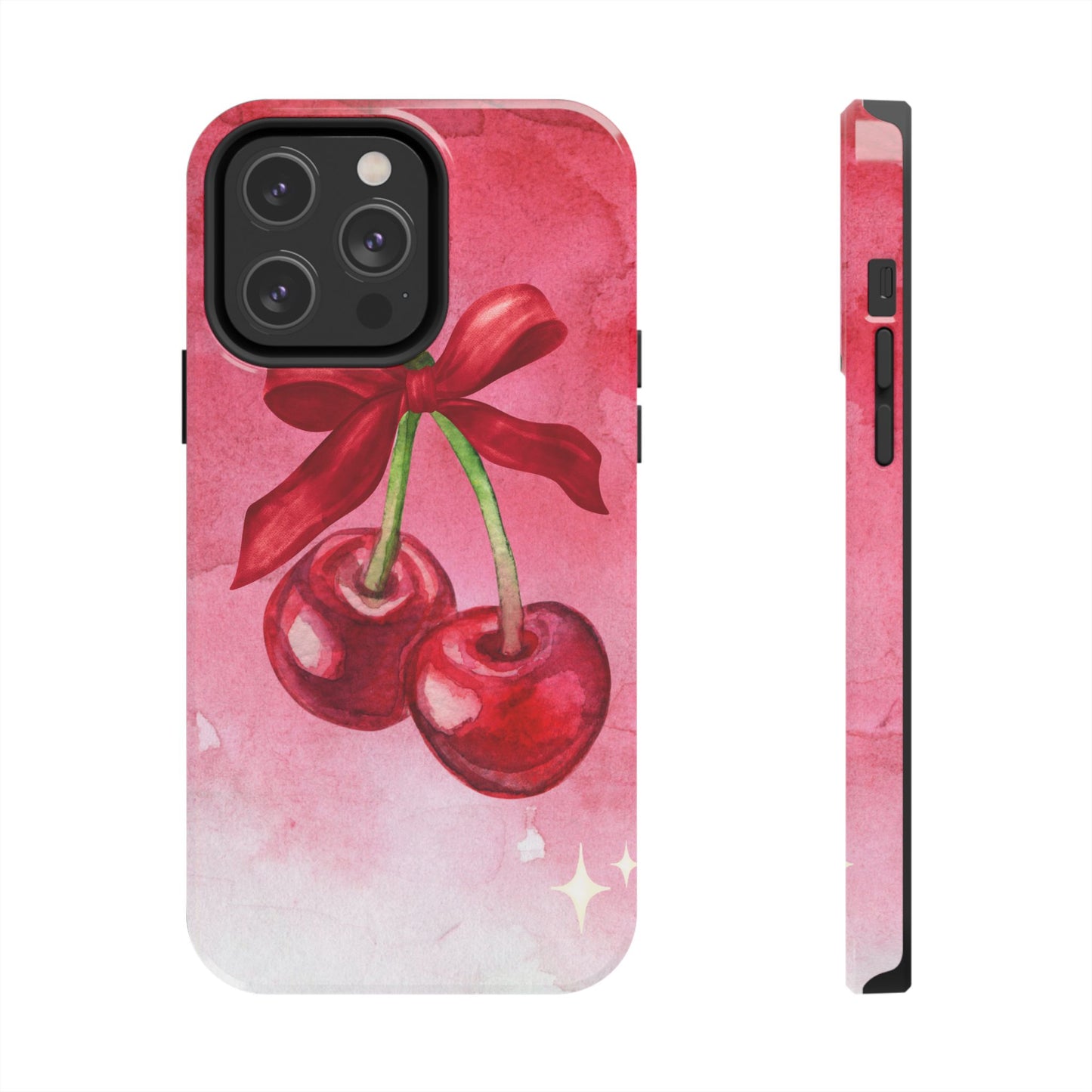 Red Watercolor Cherry and Bow Phone Case
