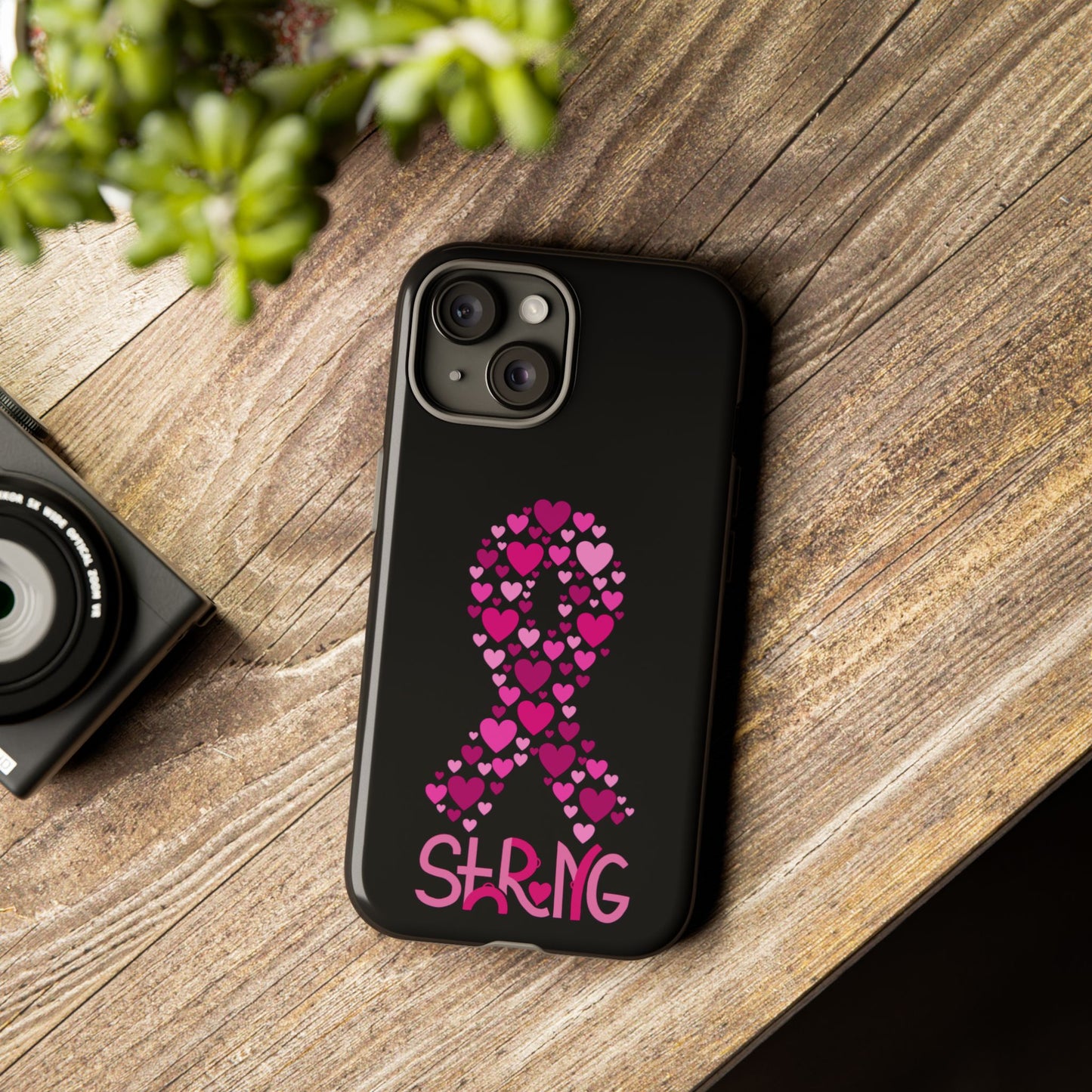 Pink Ribbon Phone Case - Strong Heart Design, Cancer Awareness, Gift for Supporters for IPhone