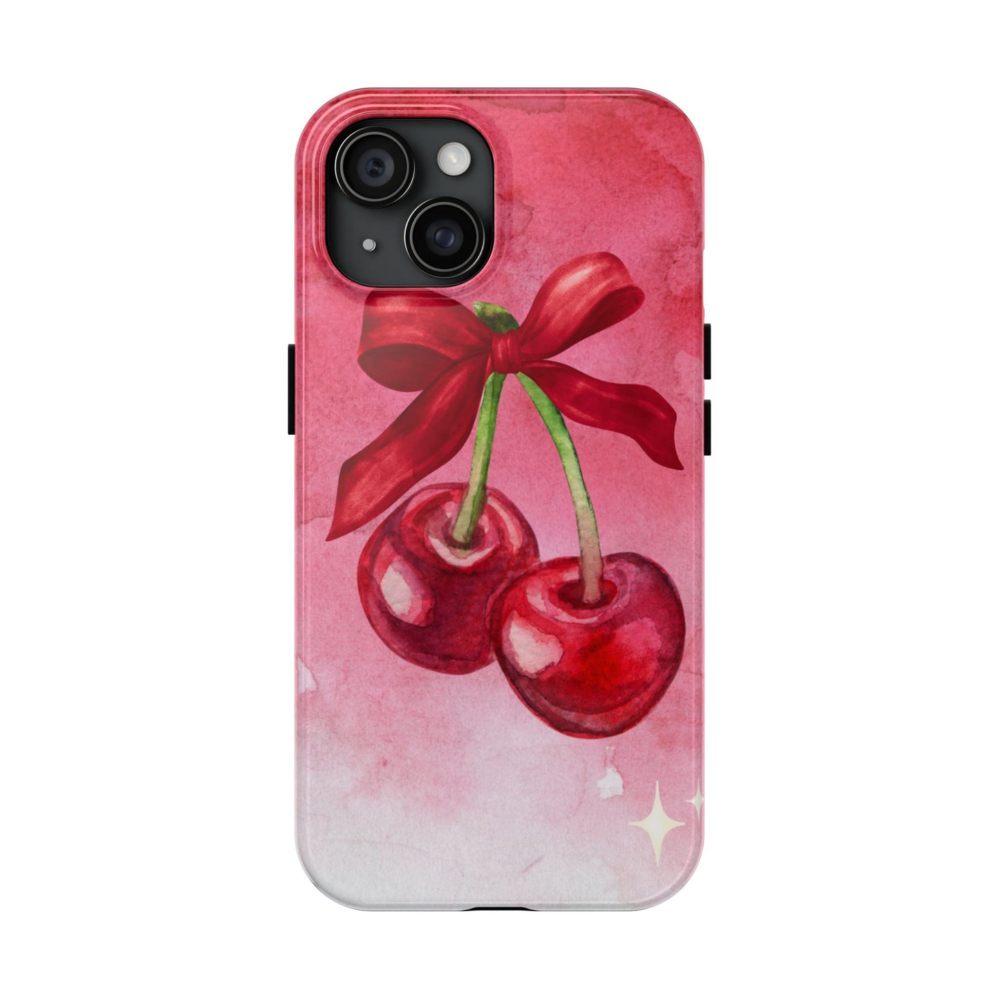 Red Watercolor Cherry and Bow Phone Case