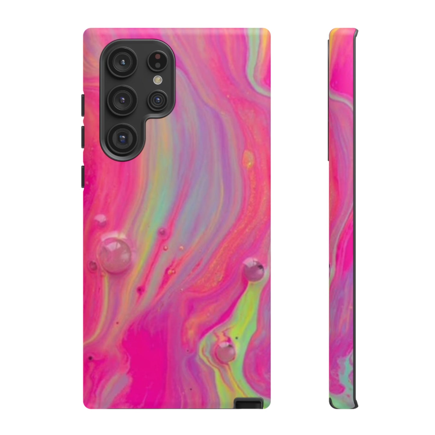 Pink Trendy Futuristic Tough Phone Case with Colorful Abstract Design for Samsung