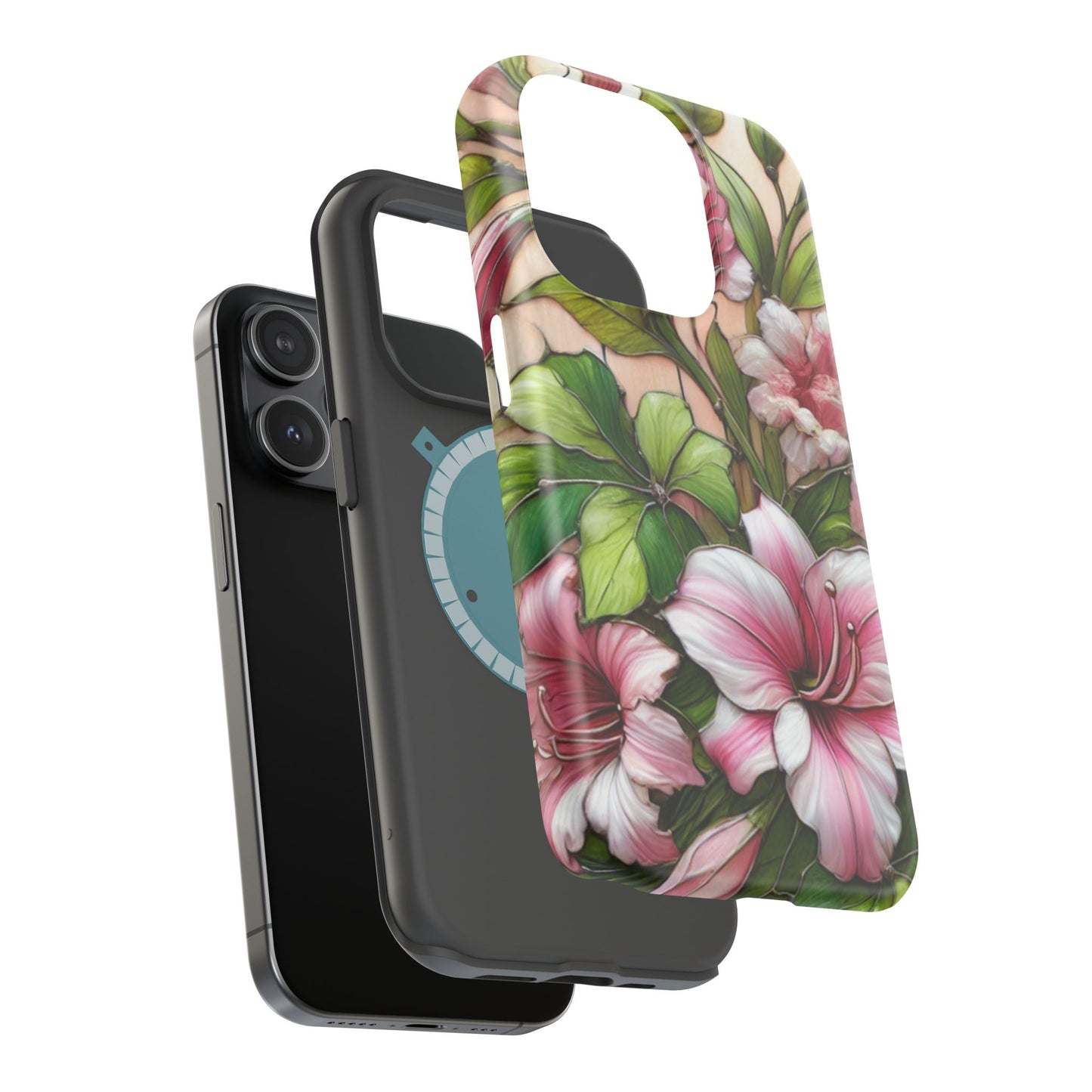 Elegant Pink & Green Floral MAGNETIC Tough Cases - Durable Phone Protection