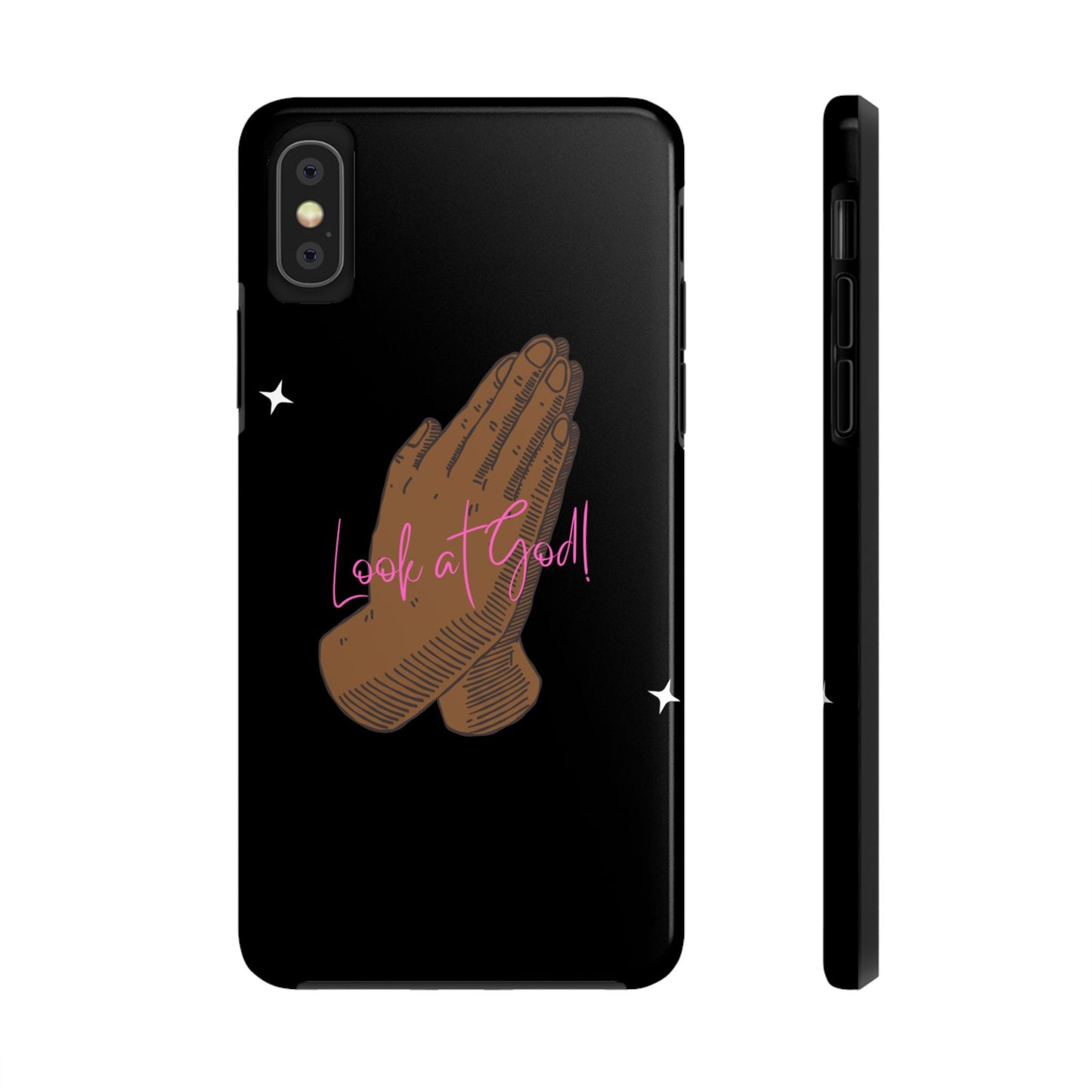 Phone Cases - 'Look at God' Praying Hands Religious Design Tough Case for iPhone