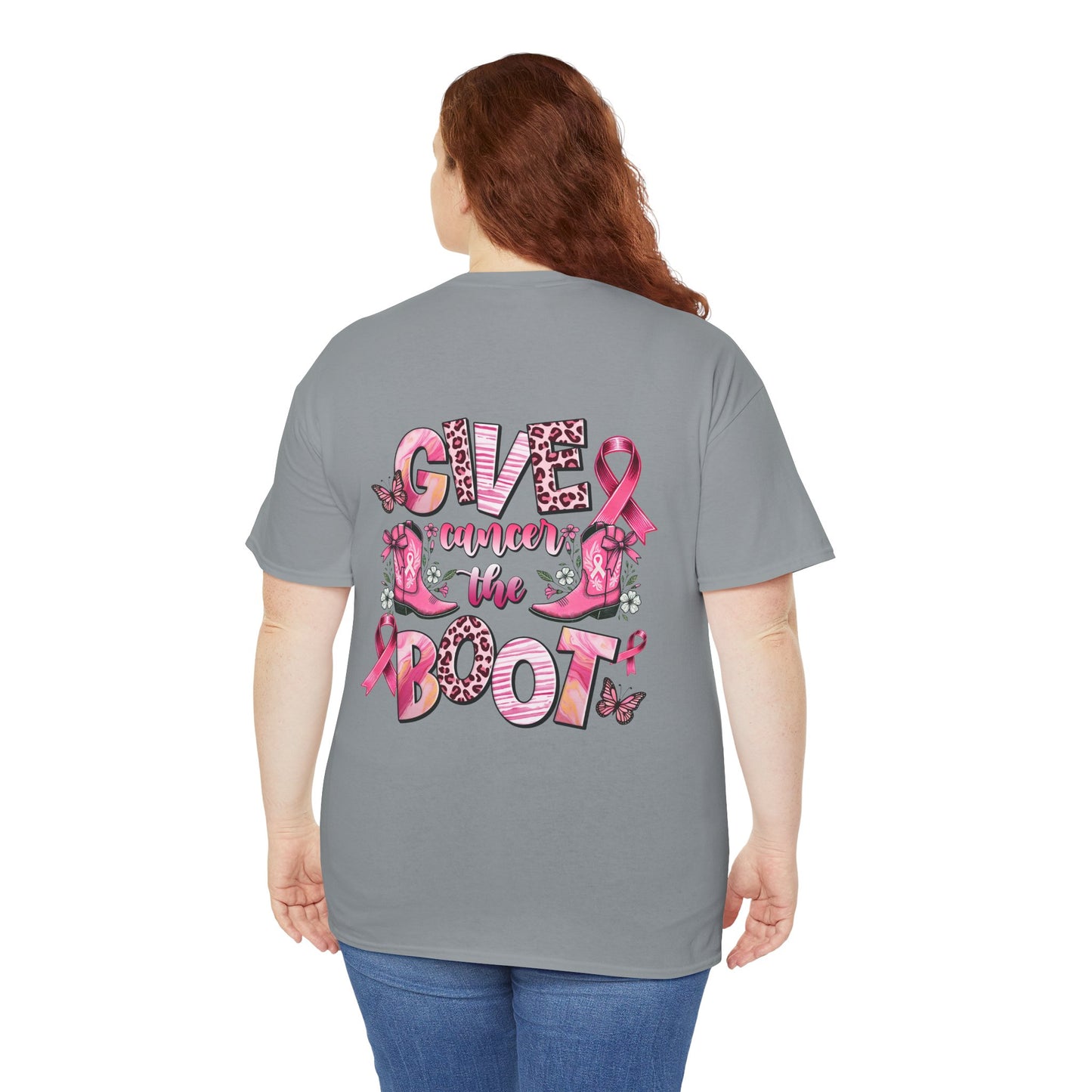 Breast Cancer Awareness Tee - "Give Cancer the Boot" Unisex Cotton Shirt