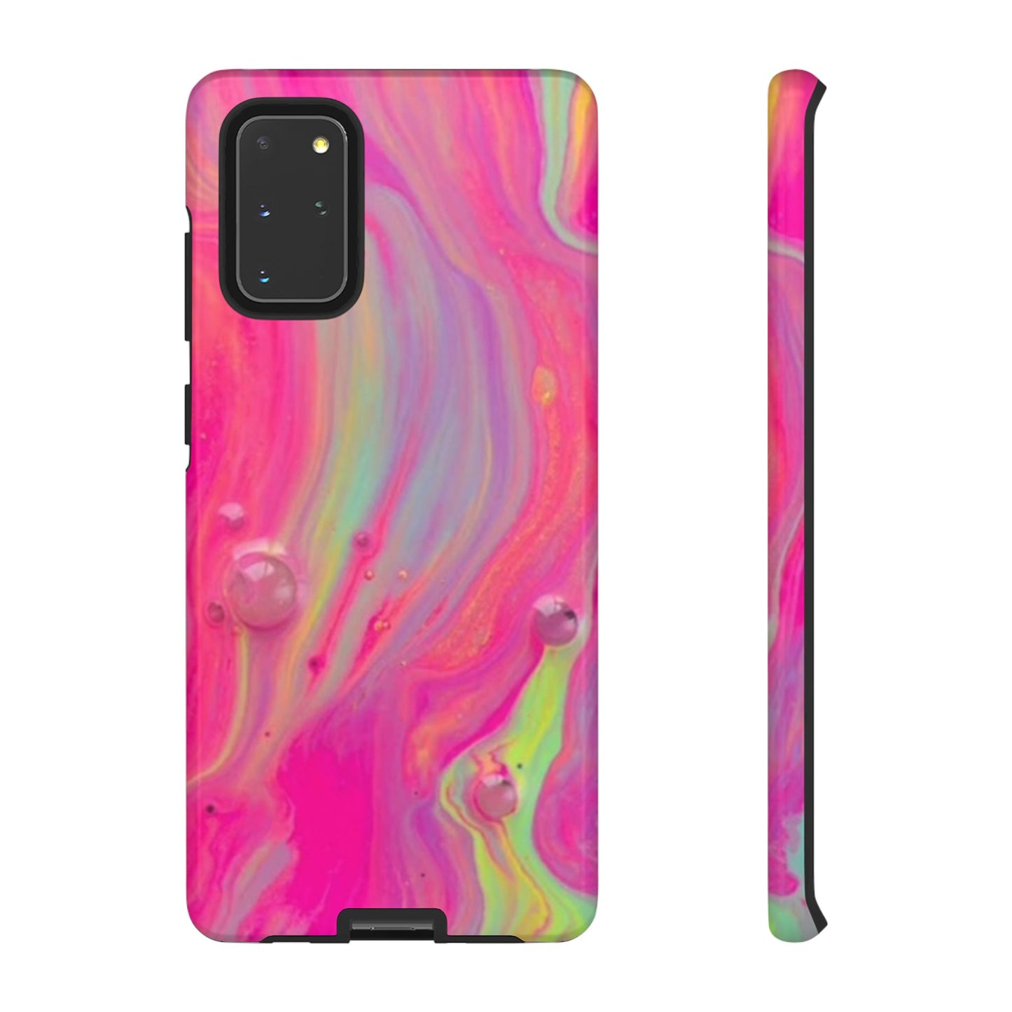 Pink Trendy Futuristic Tough Phone Case with Colorful Abstract Design for Samsung