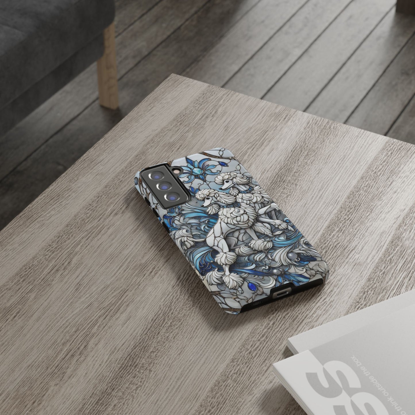 Phone Case - Elegant Blue and White Poodle Art for Samsung Phone