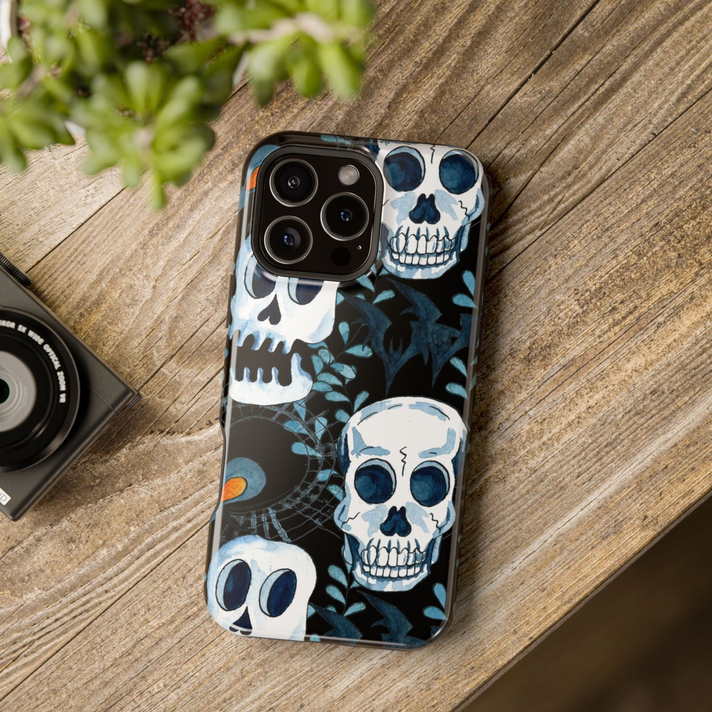 Phone Case - Skull Magnetic Impact-Resistant Case - Halloween - FREE Shipping for Iphone
