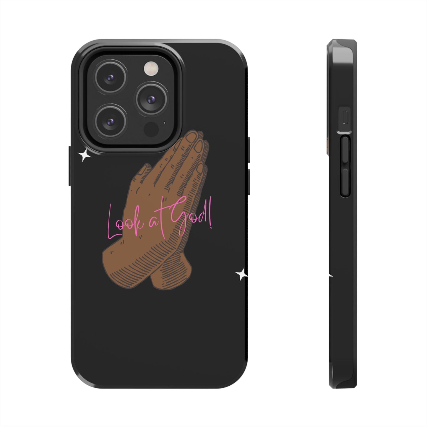 Phone Cases - 'Look at God' Praying Hands Religious Design Tough Case for iPhone
