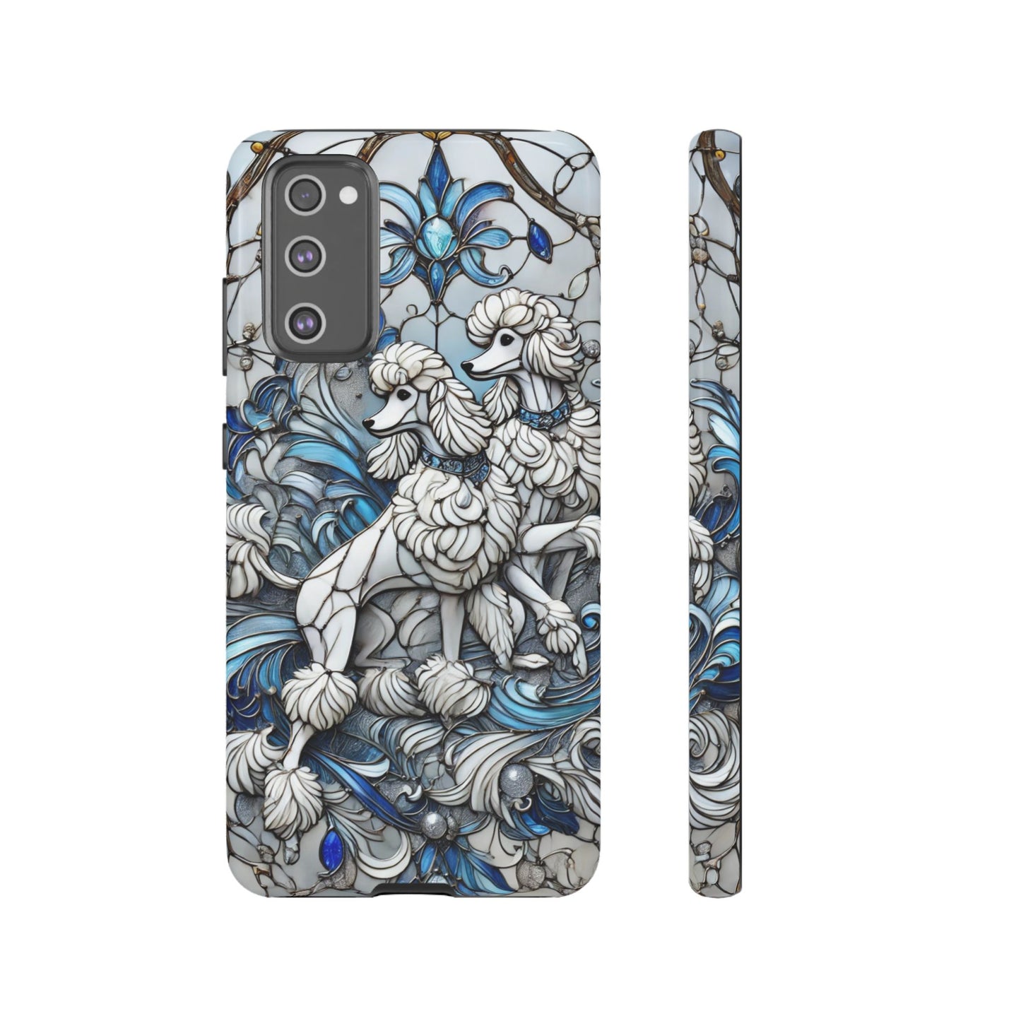 Phone Case - Elegant Blue and White Poodle Art for Samsung Phone