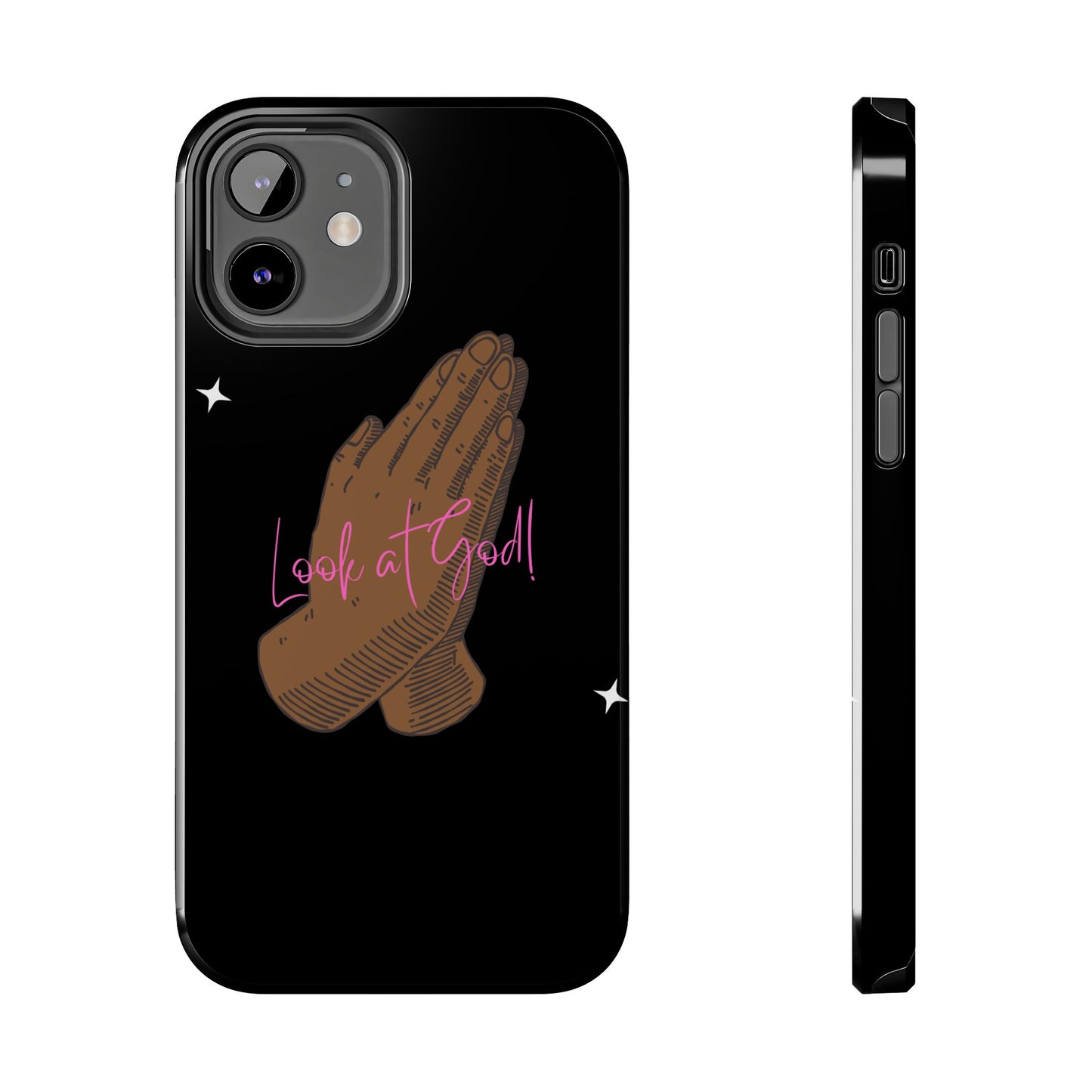 Phone Cases - 'Look at God' Praying Hands Religious Design Tough Case for iPhone
