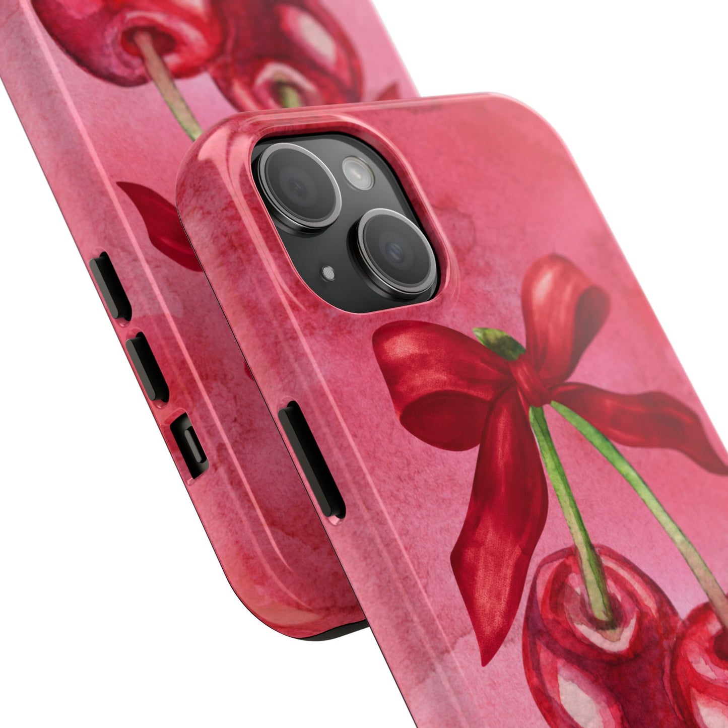 Red Watercolor Cherry and Bow Phone Case